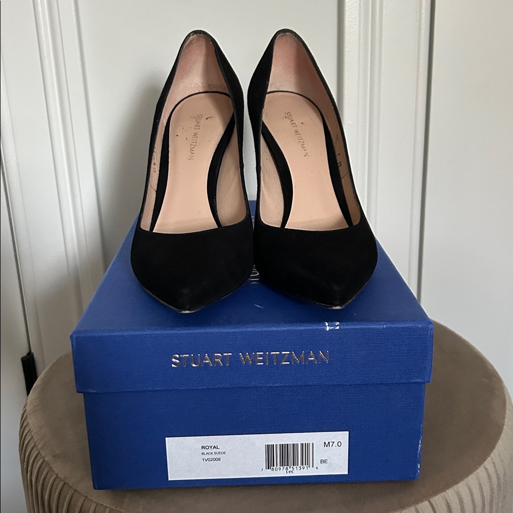 Stuart Weitzman Black Suede Stilettos